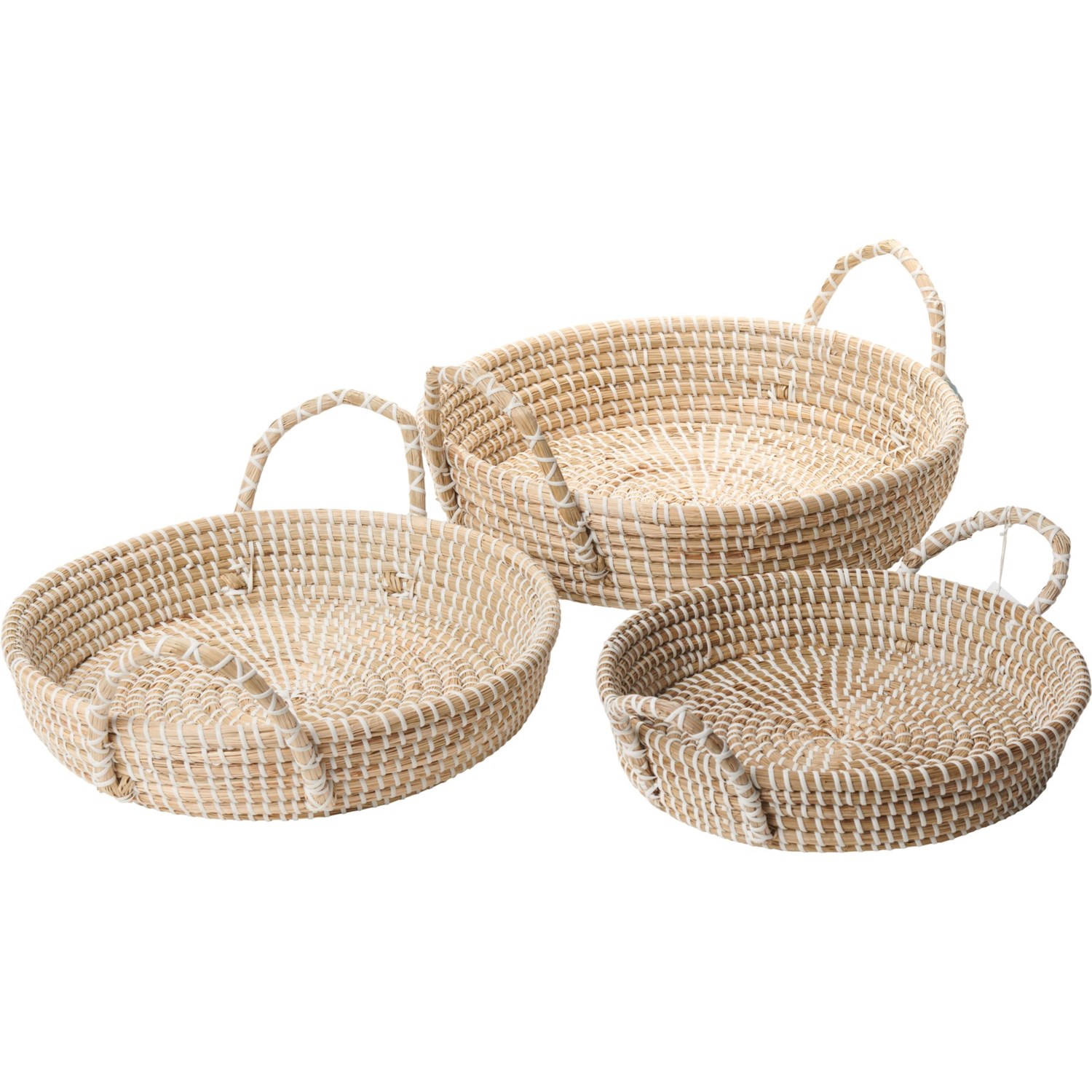 Home Essentials Round Natural Seagrass Baskets 3Piece Save 45