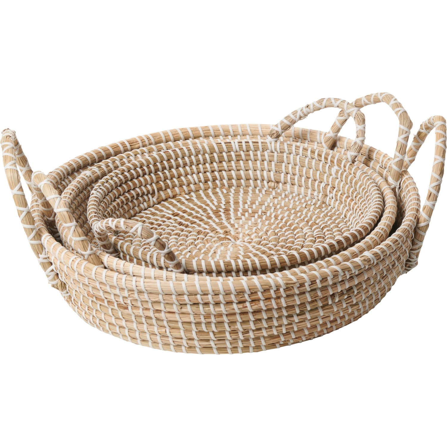 Home Essentials Round Natural Seagrass Baskets 3Piece Save 50