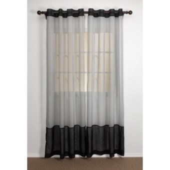Home Studio Two-Tone Banded Curtains - 84", Crushed Voile, Grommet Top in Black/Grey