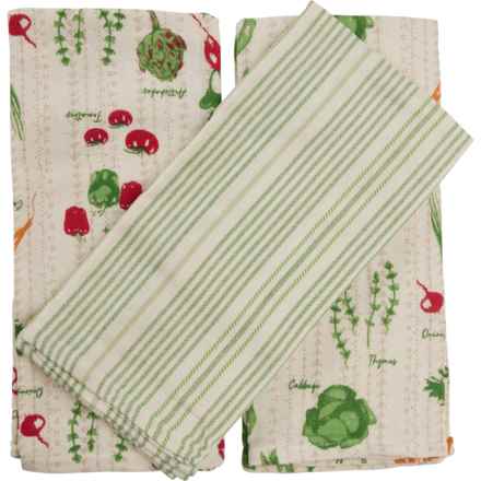 Homewear Sketched Veggies Kitchen Towel Set - 3-Pack, 18x28” in White Multi