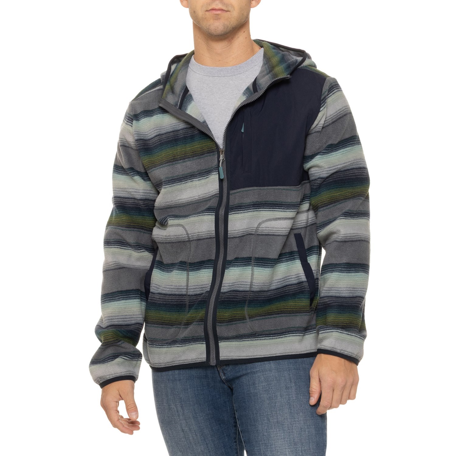 (取寄) マイクロフリース フルジップ フーデット ジャケット Horizon by Bass Creek Outfitters Microfleece Full-Zip Hooded Jacket  Iron Multi Horizon by Bass Creek Outfitters Microfleece Full-Zip Hooded