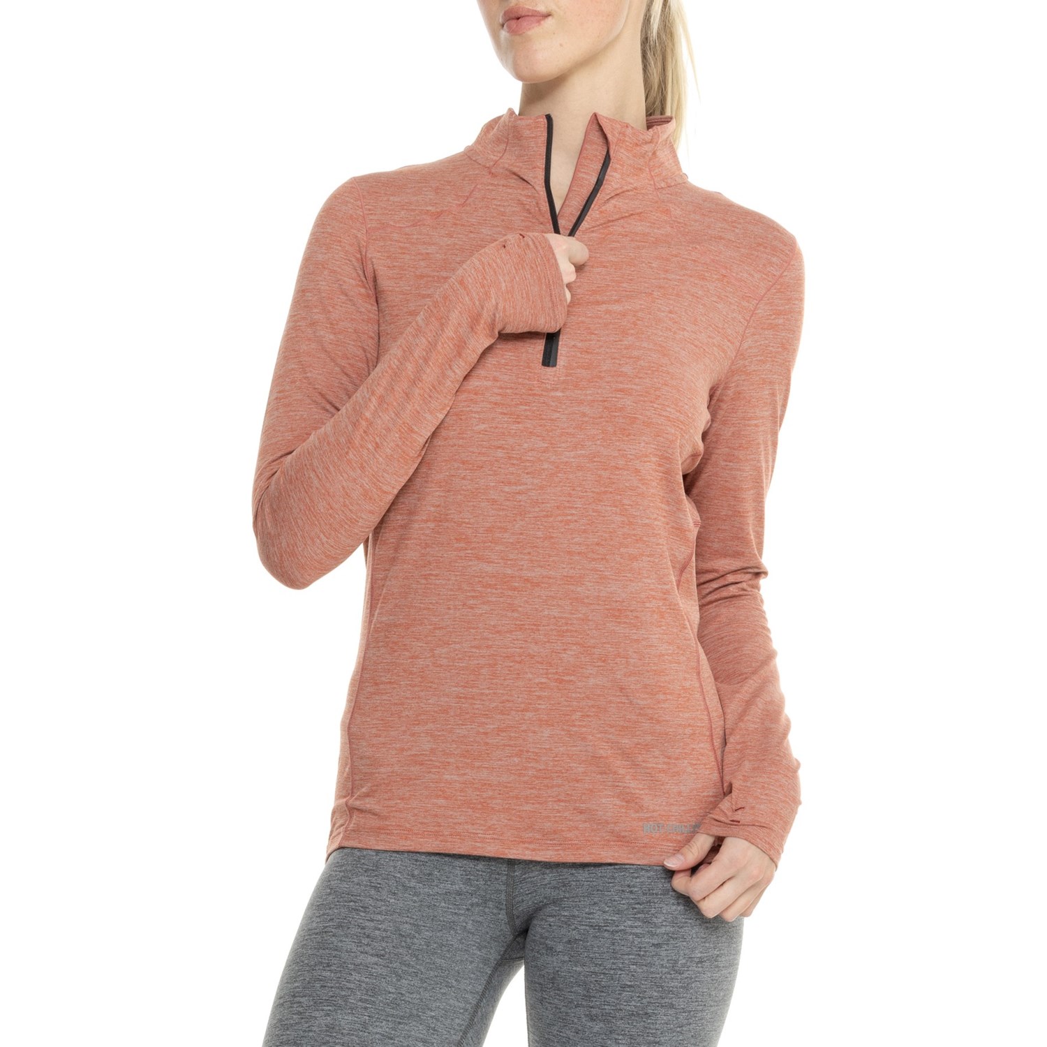 (取寄) ホットチリ クリマ-テック ベース レイヤー トップ - Upf 30+, ジップ ネック, ロング スリーブ Hot Chillys Clima-Tek Base Layer Top - UPF 30+, Zip Neck, Long Sleeve  Redwood Heather Hot Chillys Clima-Tek Base Layer Top - UPF 30+, Zip Neck, Long