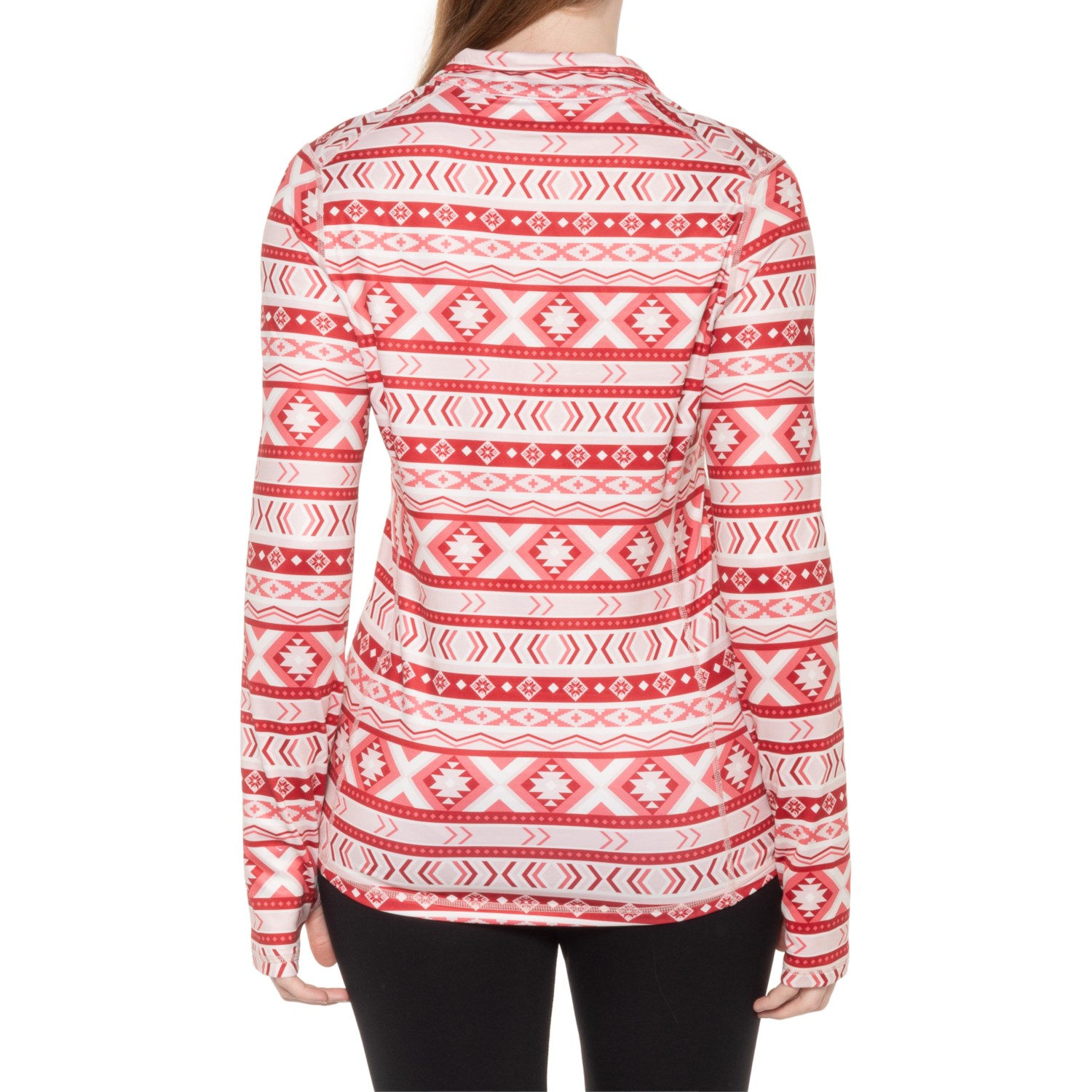 Hot Chillys Mec Printed Base Layer Mock Turtleneck UPF 30+, Zip Neck
