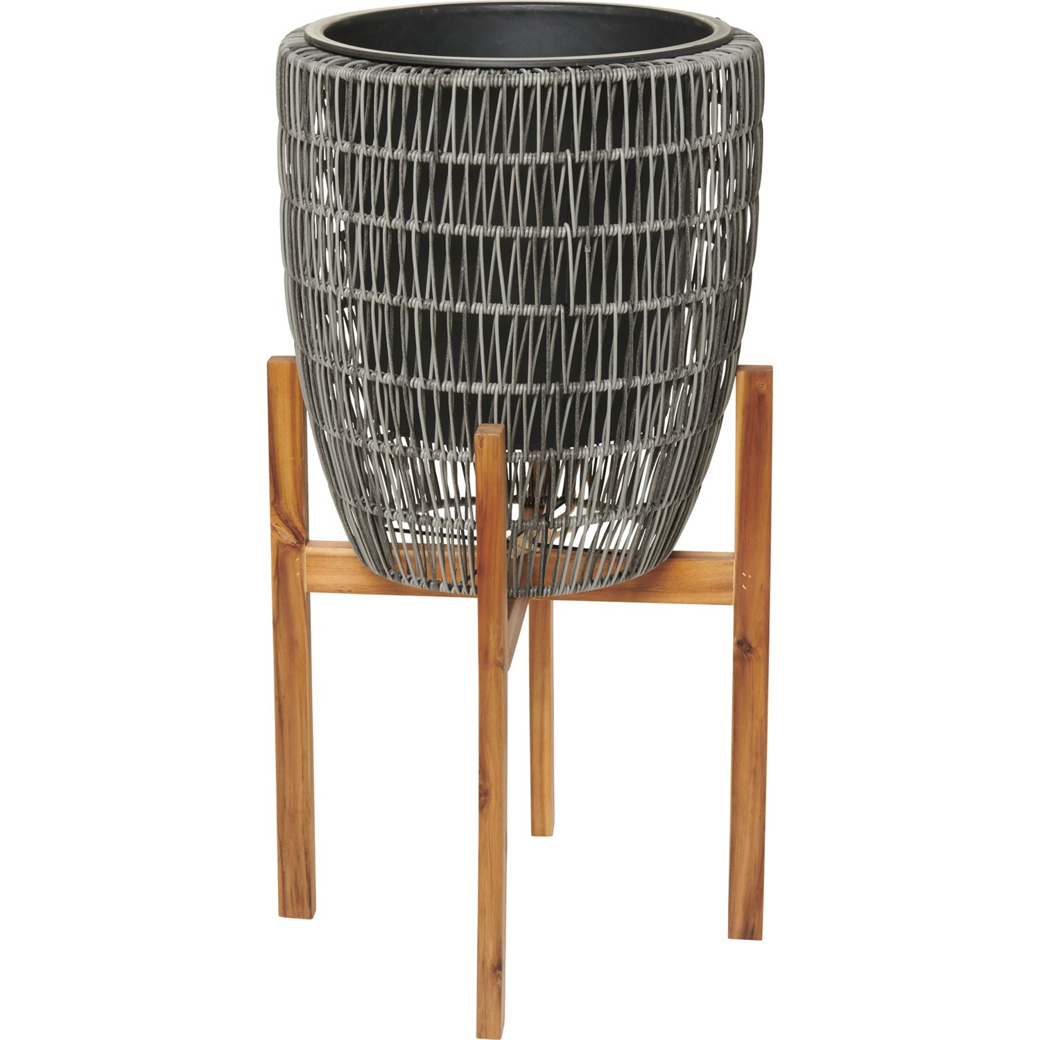 House & Garden Round Polyrattan Planter with Wood Stand Save 47