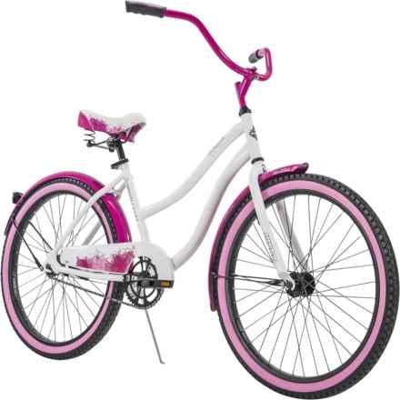 Huffy Fairmont G Cruiser Bike - 24” (For Women and Big Girls) in White/Pink