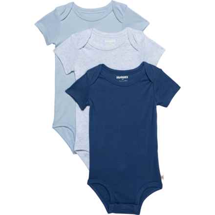HUGGIES Infant Boys Organic Cotton Baby Bodysuit - 3-Pack, Short Sleeve in Cashmere Blue
