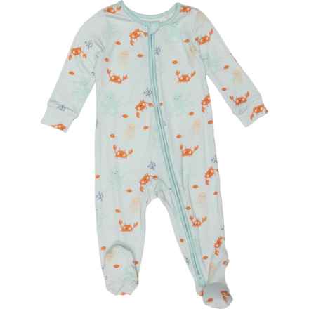 HUGGIES Infant Boys Sea Creatures Print Super Soft Baby Bodysuit - Long Sleeve in Wan Blue/ Soft Chambray