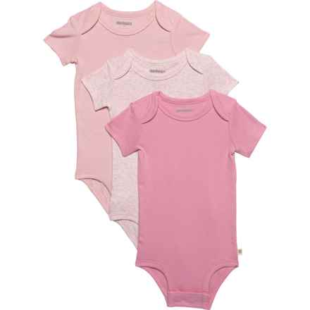 HUGGIES Infant Girls Organic Cotton Baby Bodysuits - 3-Pack, Short Sleeve in Coral Blush