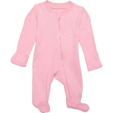 HUGGIES Newborn Girls Baby Footed Coverall - Organic Cotton, Long Sleeve in Sea Pink