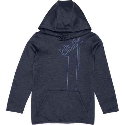 Huk Big Boys Cold Front+ Graphic Hoodie in Naval Academy Heather