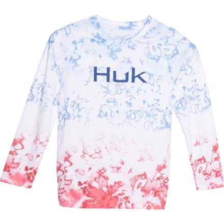 Huk Big Boys Pursuit Fin Fade Shirt - UPF 50+, Long Sleeve in Crystal Blue