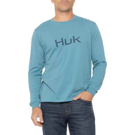 Huk Logo T-Shirt - Long Sleeve in Storm Blue