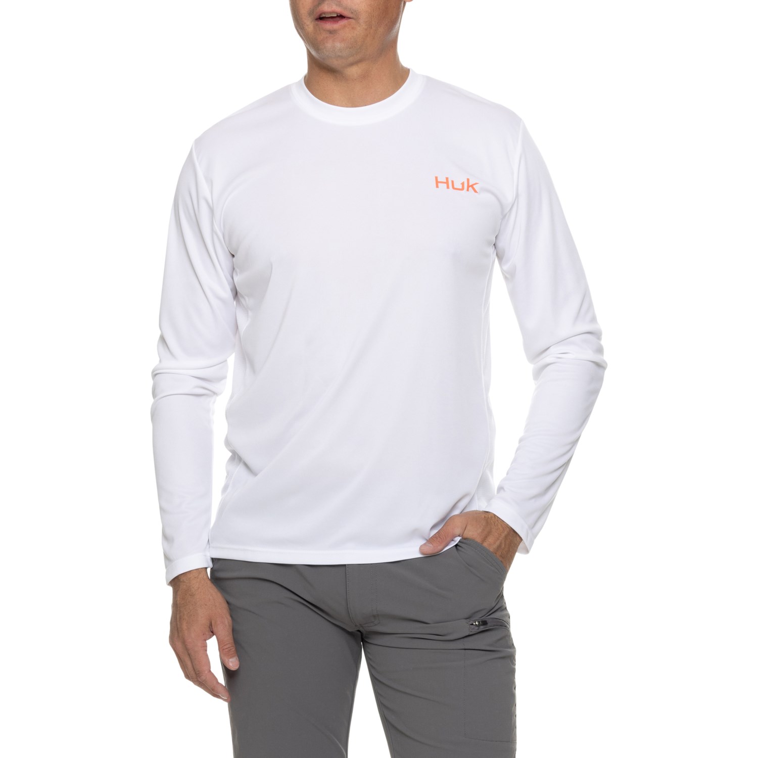 Chemise De Pêche HUK Pursuit Crew Manches Longues UPF 50+, Homme Taille M, Grise