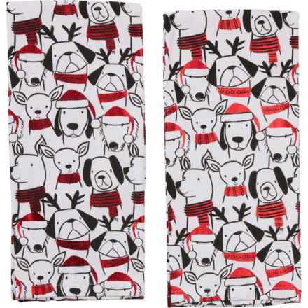 Humane Society of the United States Holiday Doggos Kitchen Towel Set - 2-Pack, 18x28” in Red White