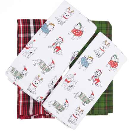 Humane Society of the United States Holiday Hounds Kitchen Towel Set - 4-Pack, 18x28” in Multi