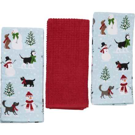 Humane Society of the United States Puppy Snowday Kitchen Towel Set - 3-Pack, 18x28” in Multi