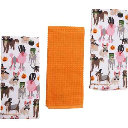 Humane World for Animals Couple Costume Canines Kitchen Towel Set - 3-Pack, 19x27.5” in Orange Multi