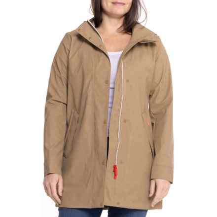 HUNTER Acacia Rubberized Hooded Rain Jacket - Waterproof in British Tan