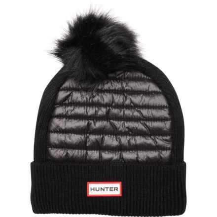 HUNTER Baffle Stitch Pompom Beanie - Insulated in Black