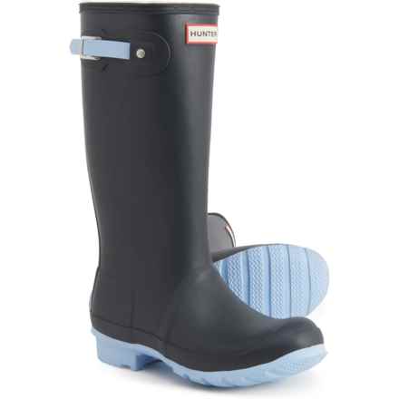 HUNTER Boys and Girls Original Rain Boots - Waterproof, Insulated in Navy / Blue Frost