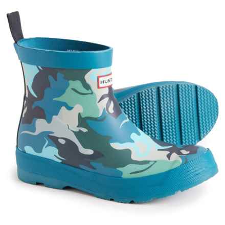 HUNTER Girls Play Water Camo Rain Boots - Waterproof in Frolicking Blue/Meadow Navy
