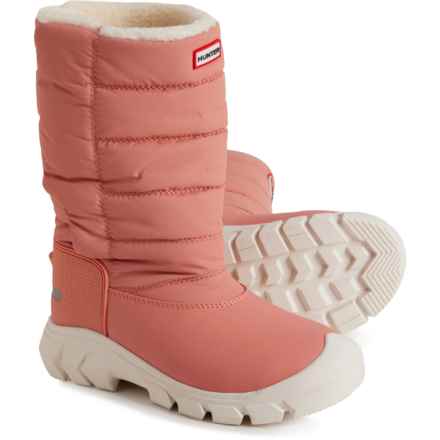 HUNTER Girls Tall Snow Boots - Waterproof, Insulated in Rough Pink/White Willow