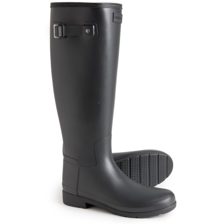 HUNTER Original Refined Tall Rain Boots -Waterproof (For Women) in Black