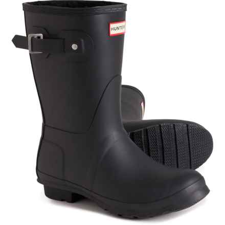HUNTER Original Short Rain Boots - Waterproof, Insulated (For Women) in Black