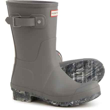 HUNTER Original Short Rain Boots - Waterproof, Marbled Sole (For Men) in Mere/Black/Geysers/Shaded White