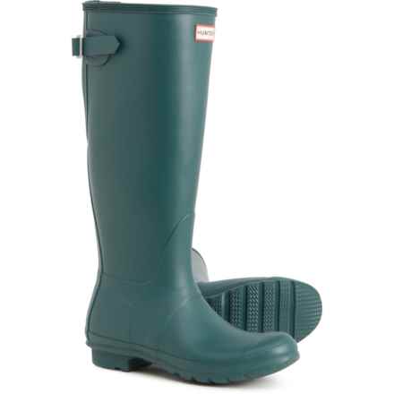 HUNTER Original Tall Back-Adjustable Rain Boots - Waterproof (For Women) in Green Jasper