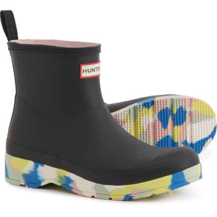 HUNTER Play Splash Sole Short Rain Boots - Waterproof (For Women) in Black/Faded Rose/Muffled Green/Poolhouse Blue/Shad