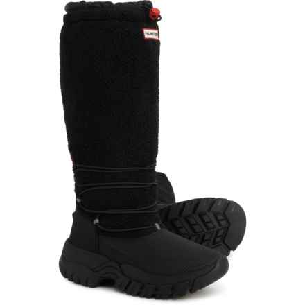 HUNTER Wanderer Tall Sherpa Snow Boots (For Women) in Black