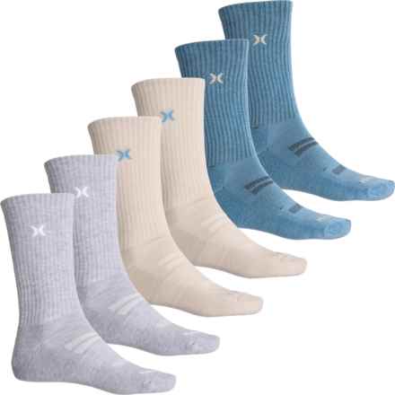 Hurley 1/2 Cushion Terry Socks - 6-Pack, Crew (For Men) in Sand