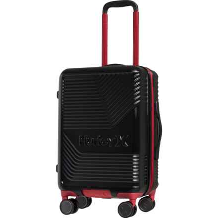 Hurley 21” Kahuna Spinner Carry-On Suitcase - Hardside, Expandable, Black-Red in Black/Red