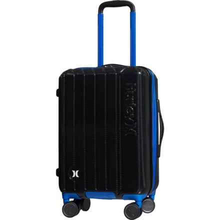 Hurley 21” Swiper Spinner Carry-On Suitcase - Hardside, Expandable, Black-Blue in Black/Blue