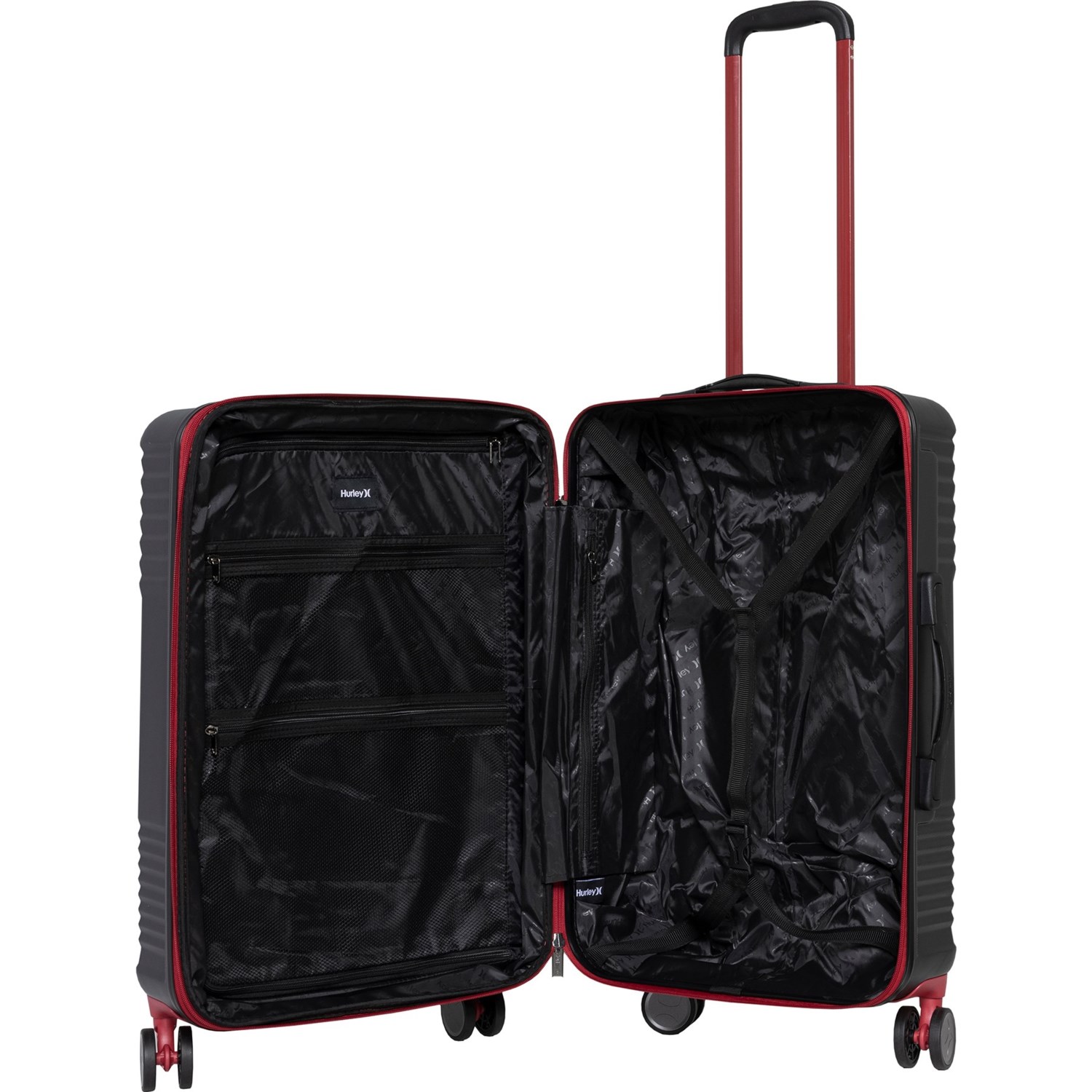 Hurley 25” Kahuna Spinner Suitcase Hardside, Expandable, BlackRed