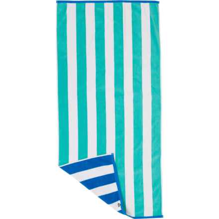 Hurley Beach Stripe Oversized Dobby Beach Towel - 420 gsm, 32x64” in Green/Blue