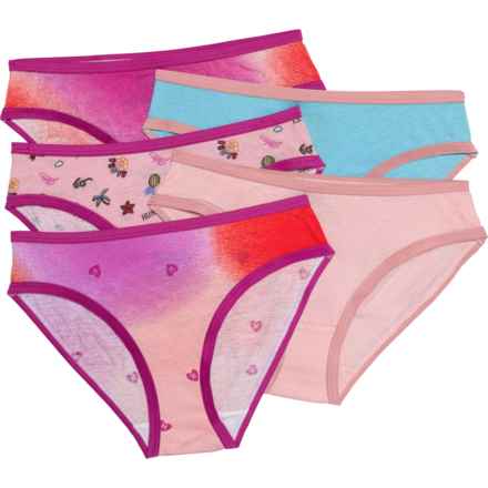 Hurley Big and Little Girls Cotton Panties - 5-Pack, Bikini Briefs in Medium Soft Pink