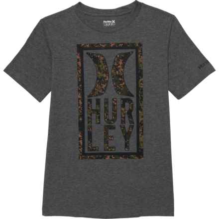 Hurley Big Boys Boxed Logo T-Shirt - Short Sleeve in Charcoal Heather