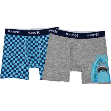 Hurley Big Boys Boxer Briefs - 2-Pack in Checker Board/Dk Grey Heather