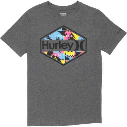 Hurley Big Boys Colorful Logo T-Shirt - Short Sleeve in Charcoal Heather
