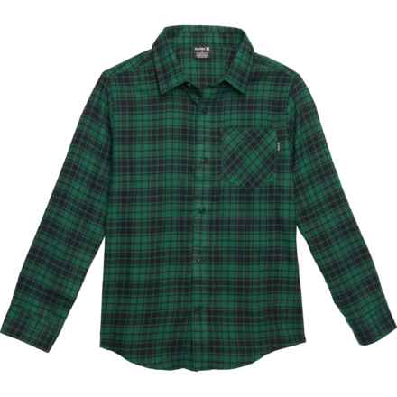 Hurley Big Boys Flannel Shirt - Long Sleeve in Pine Green