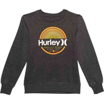 Hurley Big Boys Fleece Crew Neck Sweatshirt in Black Heather