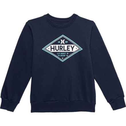 Hurley Big Boys Fleece Crew Neck Sweatshirt in Midnight Navy