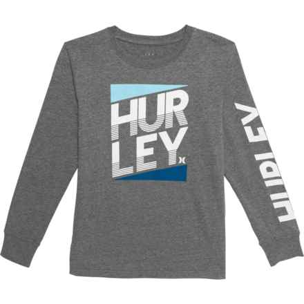 Hurley Big Boys Graphic T-Shirt - Long Sleeve in Charcoal Heather