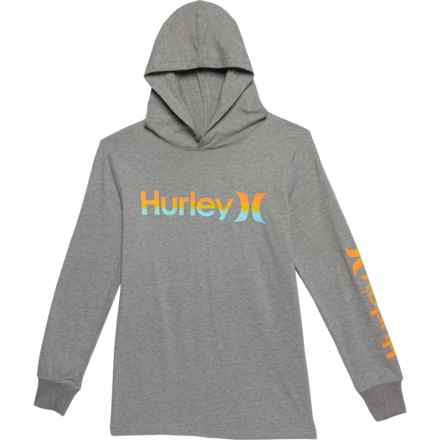 Hurley Big Boys Lightweight Hooded T-Shirt - Long Sleeve in Dk Grey Heather