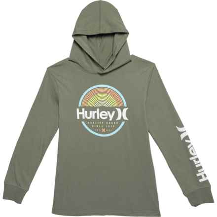 Hurley Big Boys Lightweight Hooded T-Shirt - Long Sleeve in Light Army