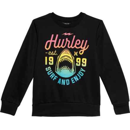 Hurley Big Boys Logo Fleece Crew Sweatshirt in Black