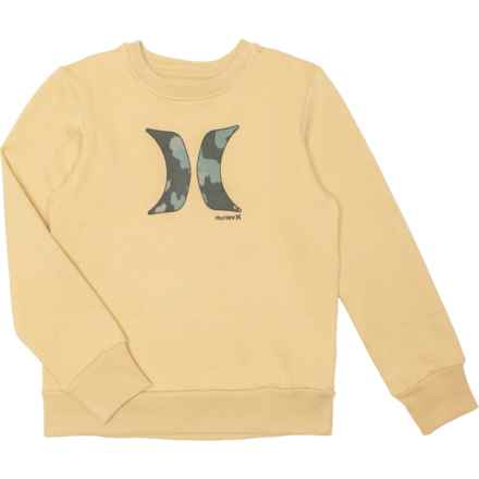 Hurley Big Boys Logo Fleece Crew Sweatshirt in Sesame