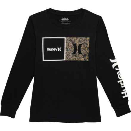 Hurley Big Boys Logo Graphic Shirt - Long Sleeve in Brown Camo